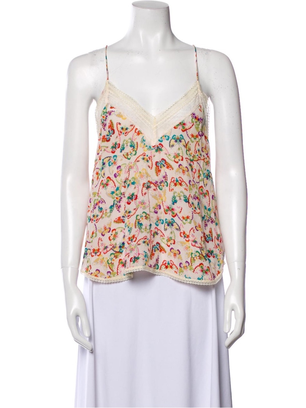 Zadig & Voltaire Christy Butterfly Print Lace-Trim Camisole - Large